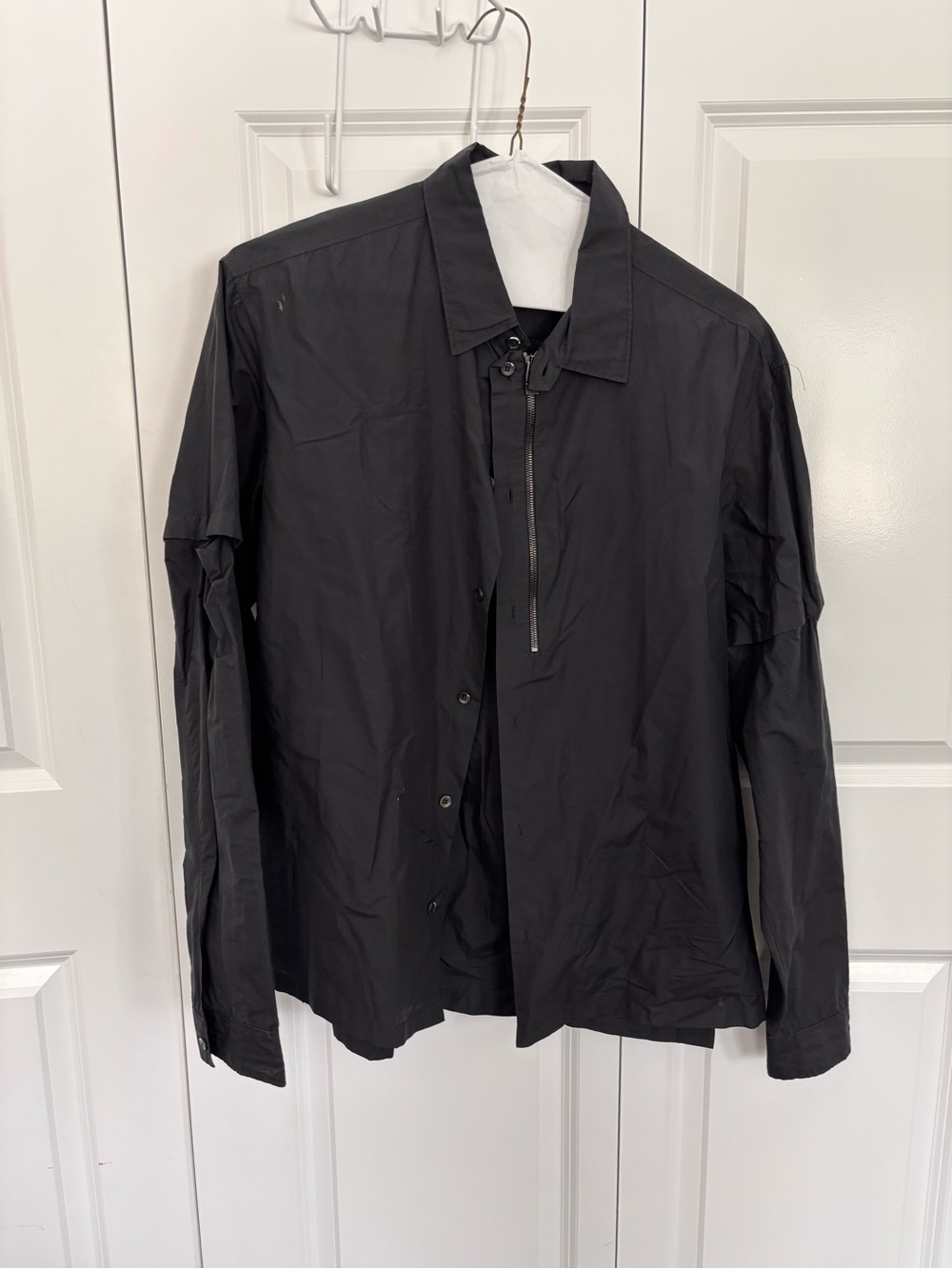 Balenciaga Men's Black Lightweight Zip-Front Shirt Jacket